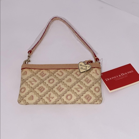 Dooney & Bourke Large Slim Wristlet Ivory and Tan Wristlet Purse New With Tags - Picture 1 of 15